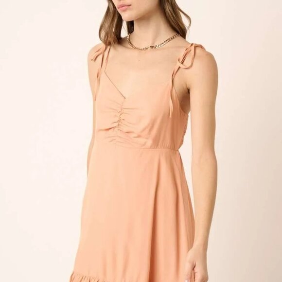 Mittoshop Ruched Detail Spaghetti Tie Mini Dress - Picture 3 of 5